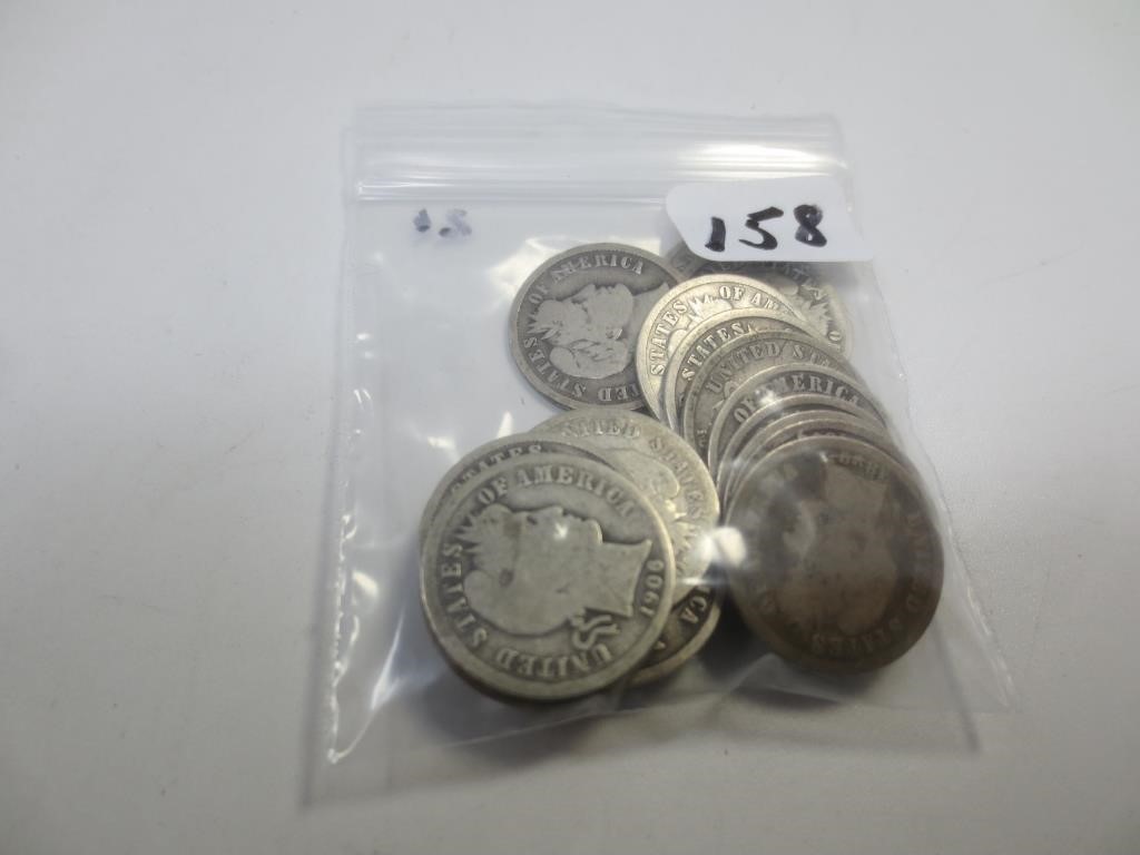 21 different Barber silver dimes