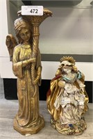 Heavy Angel Candlestick, Italian Madonna Statue.