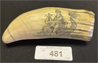 Carved Scrimshaw Type Whale Tooth.