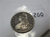 1834 Capped Bust silver half dollar, very fine