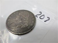 1836 Capped Bust silver half dollar, fine