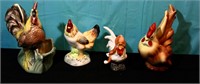 4 Ceramic Roosters