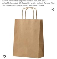 MSRP $24 50 Pack Kraft Bags with Handles
