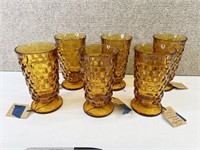 Set of 6 Vintage Amber Whitehall Indian Glasses