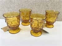 Set of 4 Vintage Amber Whitehall Indian Glasses