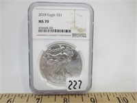2018 American Silver Eagle, MS-70