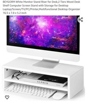 MSRP $33 White Monitor Stand Riser