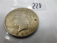 1924 Peace silver dollar, AU-50