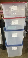 4 Plastic Totes w/ Lids.