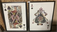 Pair Of Framed 3D Playing Card Art.