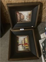 Pair Of Framed Oil On Canvas Italian Paintings.
