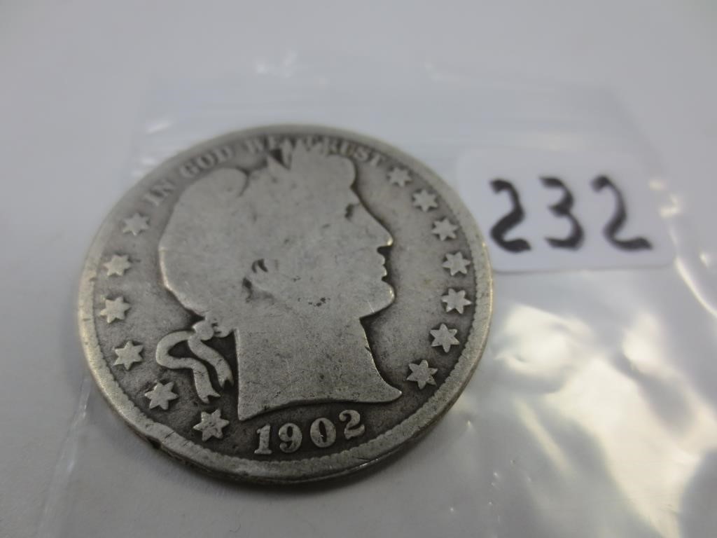 1902 Barber silver half dollar, good