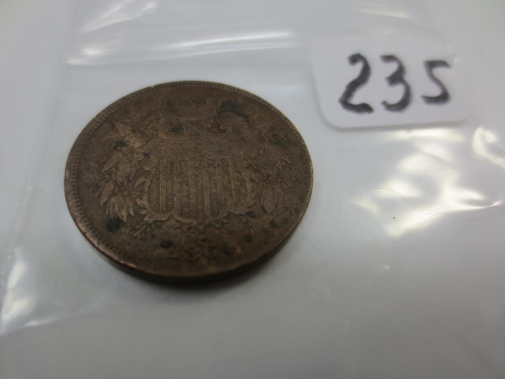 1864 2-cent piece, x-fine,
