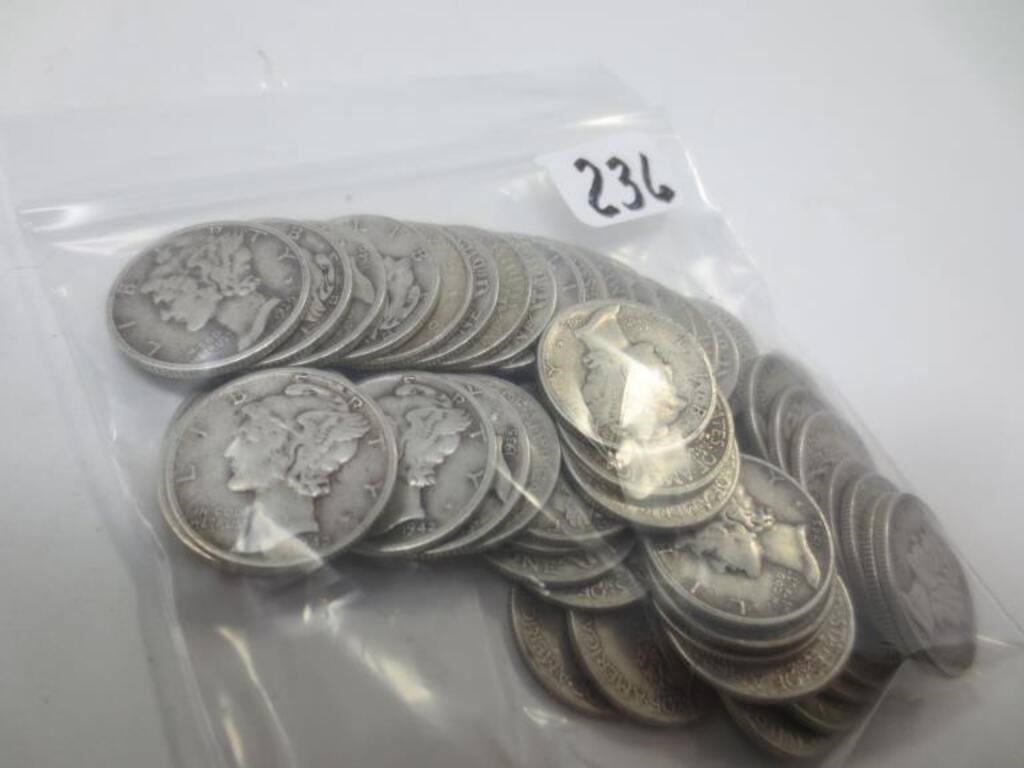 50 Mercury silver dimes