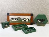 COW Folk Art Decor - Trays, Boxes, Wall Hanging