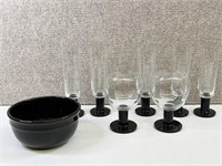 Black and Clear Glasses and Bowl - Fancy!
