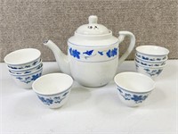 Blueware Tea Set with Mandarin Markings