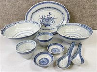 Asian Blueware Dishes and Spoons - actual CHINA!
