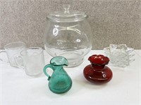 Vintage Green Creamer and Other Nice Glass