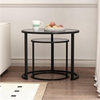 Black Nesting Coffee Table Set of 2, Modern