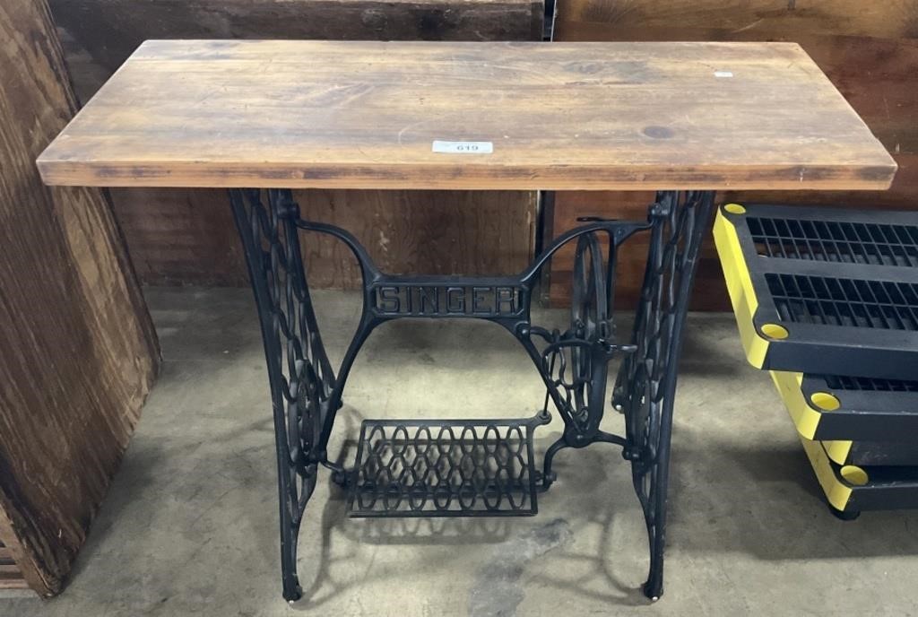 Vintage Cast Singer Sewing Table.