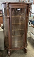 Antique Oak Bow Front Curio Cabinet.