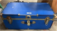 Nice Vintage Blue Trunk, W/ Stuffed Animals.