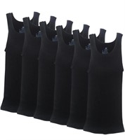 6Pcs Size Large Hanes Mens Ribbed Tank, Cotton