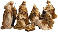 Gold Metallic Glittered Burlap Christmas Nativity