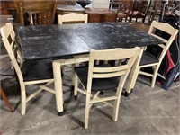 Sturdy Painted Oak Table & Chairs.