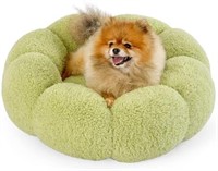 Lesure Calming Small Dog Bed - Flower Donut Round