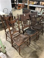 (6) Antique Carved Oak Chairs.