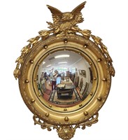 Classical Giltwood Bullseye Convex Mirror With Eag