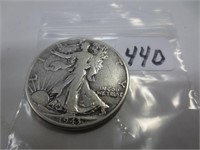 1943 Walking Liberty silver half dollar, very
