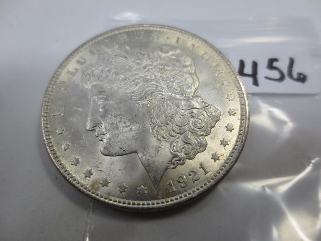 1921 Morgan silver dollar, MS-63
