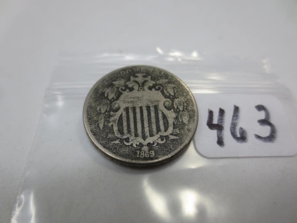 1869 Shield nickel, very fine details