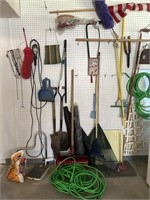 Garden tools, cleaning supplies, miscellaneous