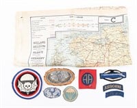 WWII US THEATER MADE AIRBORNE PATCHES & E&E MAP