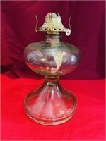 Antique Green Depression Glass Oil Lamp