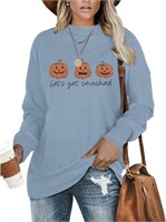 PLMOKEN WOMENS SWEATSHIRT (BLUE AND ORANGE) LARGE