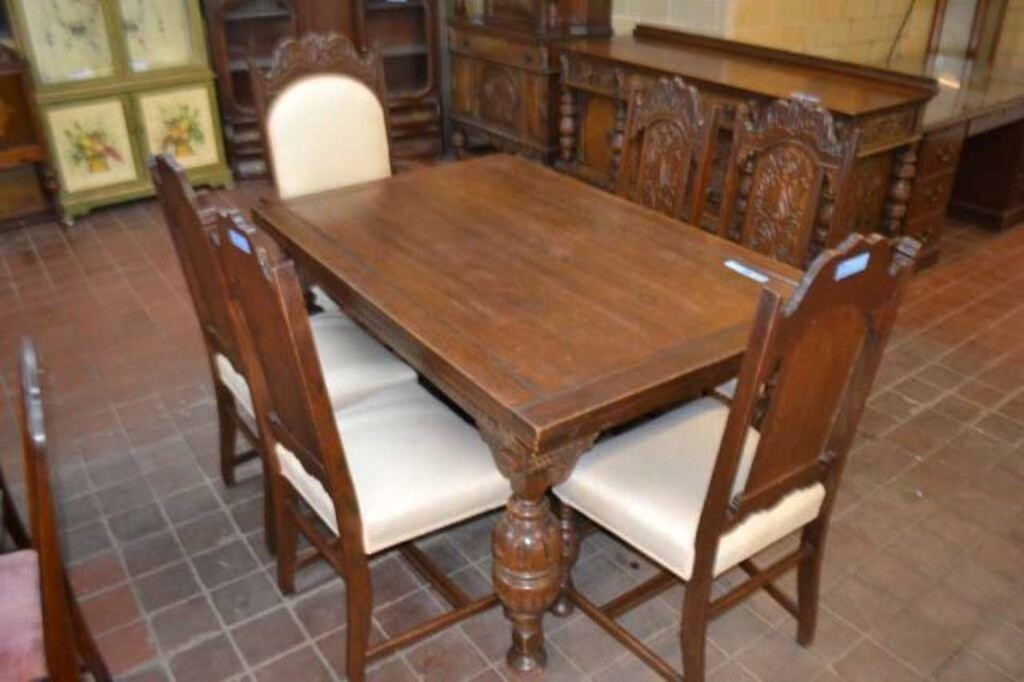 Early Antique Table & 6 Chairs