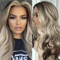 DolmaX Body Wave Wig Ombre Ash Blonde Highlight