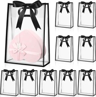 10 Pcs Clear Plastic Gift Bag with Die Cut