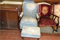 Blue Recliner with Ottoman