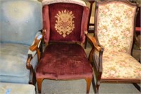 Maroon Upholstered Victorian Style Chair