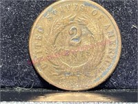 1868 US 2-cent piece