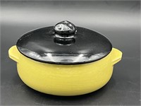 Vintage McCoy Yellow Black Ceramic Covered Dish
