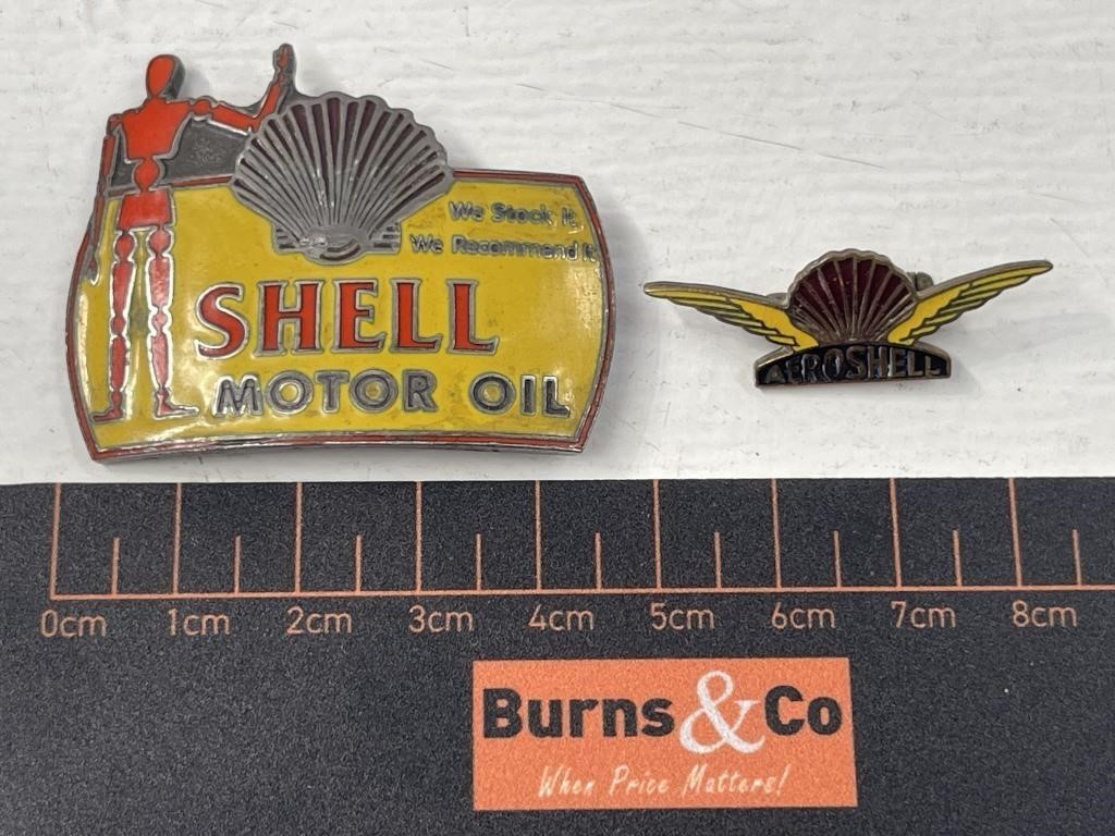 Early SHELL STICKMAN Driveway Attendant Badge &