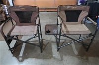 1 PAIR CABELAS FOLDING CHAIRS W SIDE TRAYS