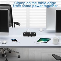 Desktop Clamp Power Strip with 3 USB Ports,Desk